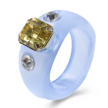 Nye Gennemsigtige Farverige Akryl Rhinestone Harpiks Ring Geometri-Enkle Ringe til Kvinder, Piger Smykker Part Gaver