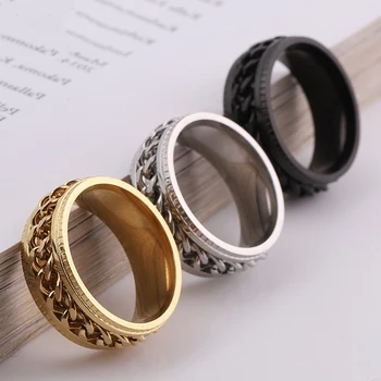 FACEINS Ring Roterende Guld Mænds Ring For Oplukker Rustfrit Stål Ringe Kvindelige Trendy Titanium Stål Ringe Finger Smykker 42845