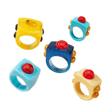 AOMU 1PC 2021 Mode Nye Candy Farve Gennemsigtig Harpiks Geometriske Uregelmæssige Store Ringe til Kvinder, Piger Smarte Ringe, Smykker Gaver