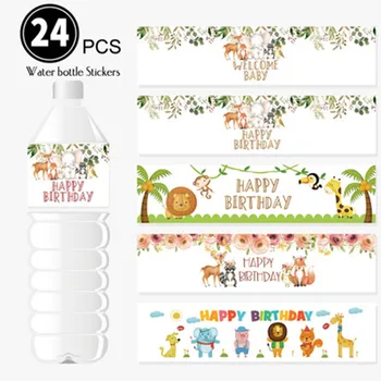 24pcs Sommeren Jungle Tema Fest Dekoration Mineralvand Flaske, Etiket Aloha-års Fødselsdag Part Dekorationer Baby Brusebad Dekoration