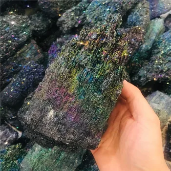 Meget store, Farverige Aura Malakit Mineral Malm Prøve Naturlig Kvarts Krystal Healing Sten Desktop Pynt Hjemmet Indretning