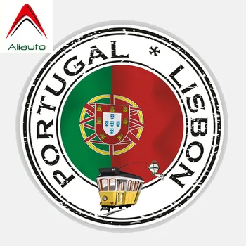 Aliauto Motorcykler, Bil Tilbehør Personlighed Portugal Lissabon Runde Bil Mærkat Vandtæt Reflekterende Decal,13cm*13cm