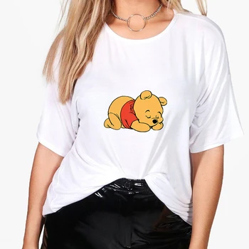 Disney Kvinders Tendens T-shirt til Sommeren 2021 Peter Plys Trykt Æstetisk Tøj Korte Ærmer Rusland Kvindelige Tee shirt med O-hals