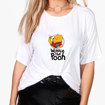 Disney Kvinders Tendens T-shirt til Sommeren 2021 Peter Plys Trykt Æstetisk Tøj Korte Ærmer Rusland Kvindelige Tee shirt med O-hals