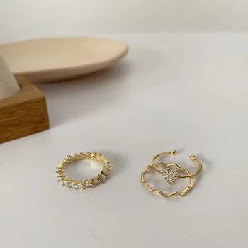 2020 Koreanske Nye Enkle Alsidige Bølge Elsker Mode Ring Temperament Sød 3 Stykker Ring Smykker Til Kvinder