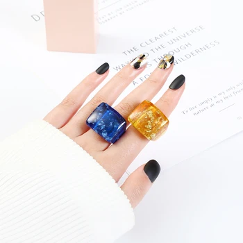 GuanLong 2021 Nye Smarte Candy Farver Transparent Akryl Harpiks Ringe Til Piger Geometriske Kvinders ringe Vintage Mode Ring