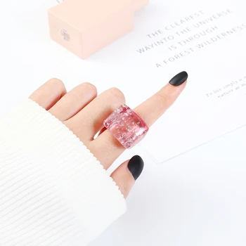GuanLong 2021 Nye Smarte Candy Farver Transparent Akryl Harpiks Ringe Til Piger Geometriske Kvinders ringe Vintage Mode Ring