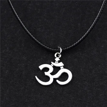 Nye Buddhistiske Antik Sølv Farve Yoga Om Vedhæng Lædersnøre Kæde Kvinder Mænd Hinduistiske Ohm Aum Charme, Amulet Smykker Gaver 44503