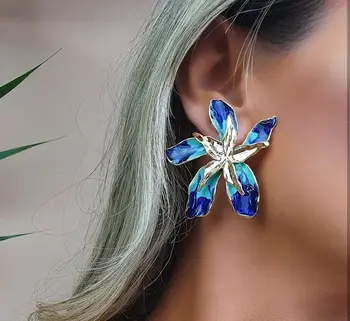 Docona Elegant, Farverig Slange Guldfisk Stud Øreringe til Kvinder Charme Pearl Butterfly Flower 2021 Kvindelige Mode Smykker серьги