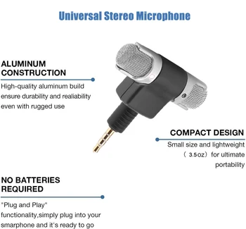 Trådløse Professionel Mikrofon Optagelse 3,5 mm Mini Stereo Mikrofon, Plug and Play-Mikrofon til Kameraet MD iPad og Android-Telefon