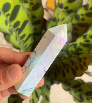 Naturlige rainbow brand krystal kvarts Holite spire energi aura sten værelses hjem kontor akvarium dekorative tilbehør gems8-10cm 4579
