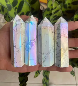 Naturlige rainbow brand krystal kvarts Holite spire energi aura sten værelses hjem kontor akvarium dekorative tilbehør gems8-10cm
