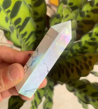 Naturlige rainbow brand krystal kvarts Holite spire energi aura sten værelses hjem kontor akvarium dekorative tilbehør gems8-10cm