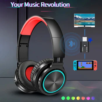 Trådløse Hovedtelefoner med Mikrofon til Bluetooth-kompatible Headset Stereo Sound Gaming Trådløse Høretelefoner med Sender for PS4-TV 46492