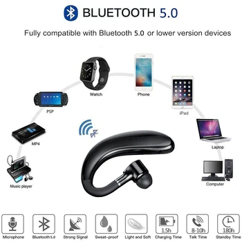 Bluetooth Hovedtelefoner hovedtelefoner Håndfri sæt Ørekrogen Trådløse headset Kørsel Opkald Sport Hovedtelefoner Med Mikrofon Til Alle smartphones 4662