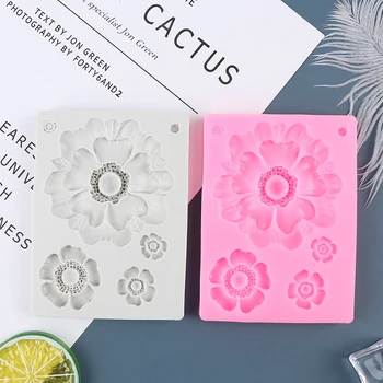 4 Blomst Chokolade Silikone Formen Kage Lace Dekoration Af Ler DIY-Skimmel