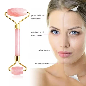 Naturlige Jade Facial Massage Roller Gua Sha Skraber Dobbelt Hoveder Face Lift Slankende Skønhed Massageapparat til Ansigt, Krop, Hals Tynd Lift