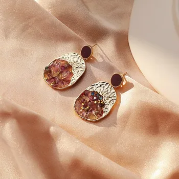 Koreanere Sten Dingle Øreringe Kvinder Geometriske Øreringe Metal Mode Smykker tilbehør 2020 Valentins Dag Pige Gave Guld 47491