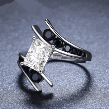 NPKDS Fine Kvindelige Damer Naturlig Sort Blå Hazelite Ring Jubilæum Gave Engagement Bride Wedding Ring Smykker Størrelsen 5-10