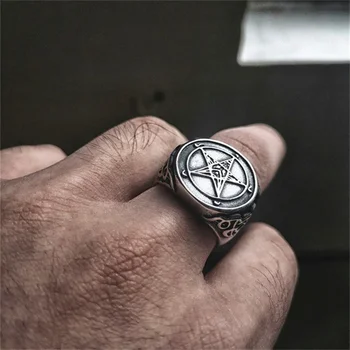 Gothic Heks Demon Satan Pentagram Mænds Ring Punk Tilbehør, Eventyr Brødre Gave Amulet Smykker Engros