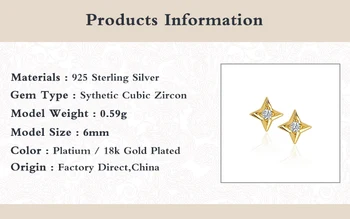 GS 925 Sterling Sølv, Fire Stjerne Stud Øreringe Til Kvinder Cubic Zirconia Diamant Lille Stjerne Brusk Ørestikker Smykker 4861