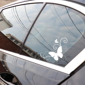 Bil Mærkat Butterfly Personlig Bil PVC-Klistermærke, Sort/sølv 15.2 cm * 16.6 cm 48688