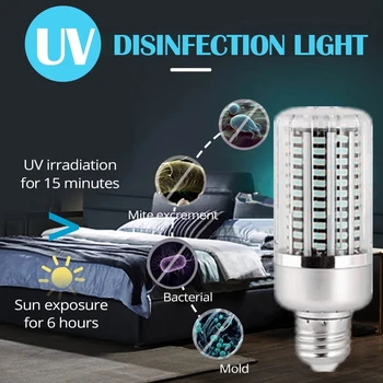 60W LED Bakteriedræbende UV-Lampen E27 UVC-Pæren 130Leds Desinfektion Lampe sterilisator LED-Lys Hjem, Ren Luft Dræbe Mider