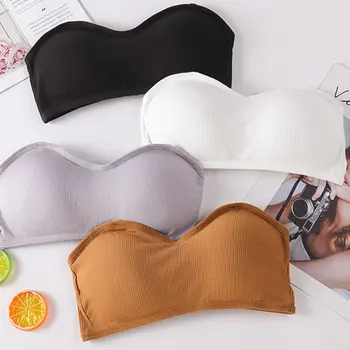 Kvinders Afgrøde Top Seamless Undertøj Tilbage Lukning Sexet Solid Farve Undertøj Kvindelige Sommeren Wrap Brystet Polstrede Bandeau Top