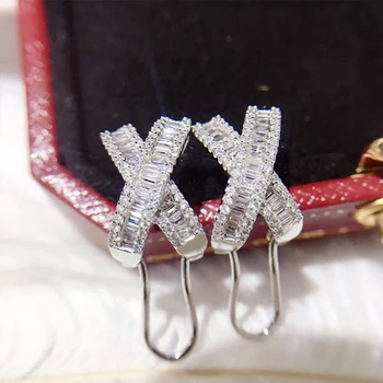 Women ' s classic mode X-formet cubic zircon øreringe S925 sterling sølv, originale luksus mærke af høj kvalitet smykker logo gave