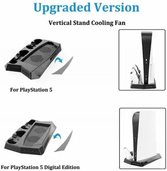 Velegnet Til PS5 DE/UHD spillekonsol Blæseren Køler Multi-funktion Opladning Stå Cooling Fan Base Med Til PS5 Ventilator