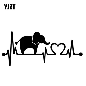YJZT 17,6 CM*7,6 CM Kreative Elefant, der Elsker Indretning Bil Klistermærker Kroppen Af Bilen Vinyl Decal Sort/Sølv C4-1615