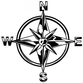 - Bil Klistermærker NSWE Tribal Kompas Rose Nautisk Star PVC-Bil Tilbehør til Udsmykning Decals Kreative Sort/hvid,16cm*16cm 50177