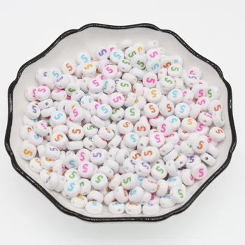 CHONGAI 100PCS Runde Mix Farve Akryl Enkelt Nummer Perler Til smykkefremstilling Børn DIY Materiale Løs Spacer 4*7mm