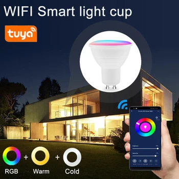 GU5.3/GU10 Tuya Smart GU10 Spotlight WiFi Smart Pære 5W RGB+AB+CW Smart Home Pære Støtte Alexa, Google Startside Voice Control