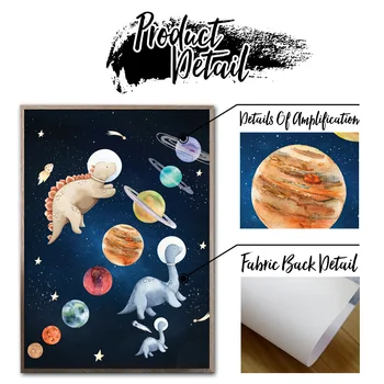 Væg Billeder Kids Room Decor Plads Astronaut Raket Planet Tegnefilm Dinosaur Væg Kunst, Lærred Maleri Nordiske Plakater Og Prints 510