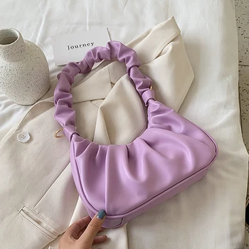 Ny Elegant Folder Design Lille PU Læder skuldertasker Til Kvinder 2021 Dame Håndtasker Kvindelige Rejse Totes Mode Baguette Taske