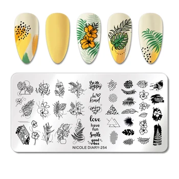 NICOLE DAGBOG Sommer Blad Stribe Design Stamping Plader Abstrakt Blomst, Blade Billede Maleri Nail Art Stencils DIY Værktøjer