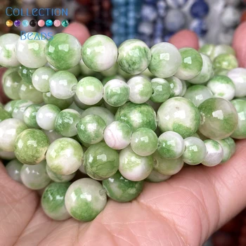 Natursten Grønne persiske Jades Løs Runde Perler Til smykkefremstilling 6/8/10 MM DIY Armbånd Tilbehør Engros-15