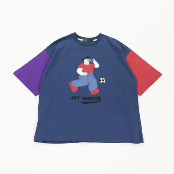Harajuku Casual Mode Løs T-shirt Til Kvinder Sommeren Nyt Design Damer Oversize Tee Shirt, Toppe Farve Blok Korte Ærmer 52124