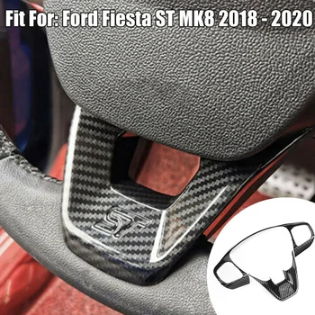 1 Sæt ABS Carbon Fiber Rattet Trim Knappen Frame Cover Tilbehør til Ford Fiesta ST MK8 2018-2020