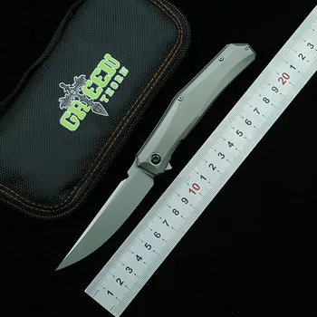 Grøn Torn Mini persiske D2 Stål Titanium Legering Håndtag Folde Kniv Udendørs Camping Overlevelse køkkenkniv EDC Kniv