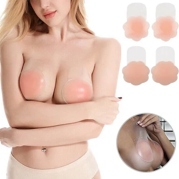 Nye Kvinder Silikone, Som Kan Genbruges Bryst Kronblade Lift Nipple Cover Usynlige Bryst Dæksel Sexet Ryg-Stropløs Push Up Selvklæbende Bh