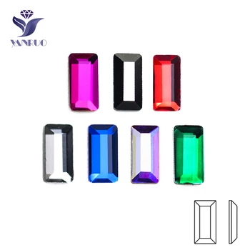 YanRuo 20pcs 2.5x5mm Nail Art Flad Top Rektangel Krystal Glas diamant smykker Flad bund formet Diamant Negle Dekorationer