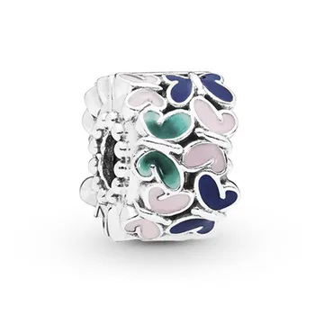 Sølv Mousserende Stamtræ Heart Charm Perler Passer Oprindelige Pandora Armbånd Halskæde Smykker