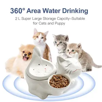 360 Keramiske Pet Springvand Avancerede Kat Vand At Drikke Springvand Skål Med Udskiftning Af Filtre Og Skum Til Kat Og Hund