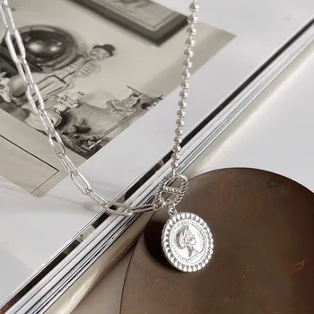 Korea s925 sterling sølv portræt kæde lys perler, håndlavet kæde kvinders tilbehør, smykker kravebenet enkel hals 5457