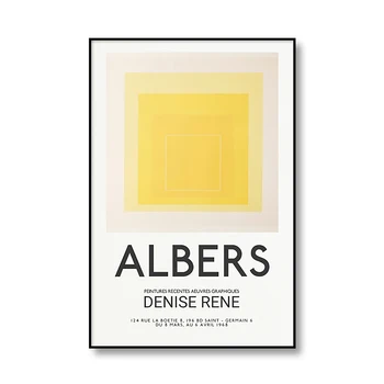 Josef Albers Plakat Udstilling Lærred Maleri Og Udskriver Abstrakte Farverige Væg Kunst Minimalistisk Brændt Orange Billede for Værelset 55151