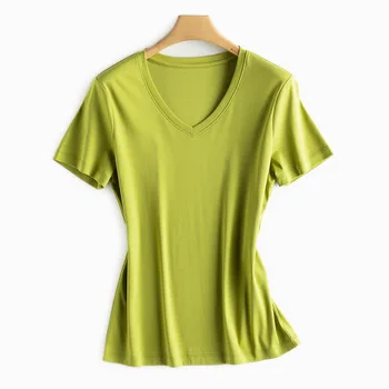 Dame langærmet toppe, t-shirt t-shirt til kvinder 2021women tshirt Bomuld Lycra Casual Klædes Regelmæssig Solid 55299