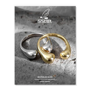 S'STEEL Dråbe Vand Shape Ring Til Kvinder 925 Sterling Sølv Justerbar Luksus Mode Personalited Ring Fine Smykker