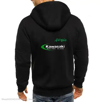 Motorcykel zip hoodie mænd, sweatshirts mode pullovere varm lomme til kawasaki hætteklædte udendørs Sportstøj Outwear racing jacket 5567